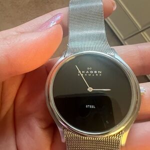 Skagen Silver Black Smartwatch with Minimalist Design